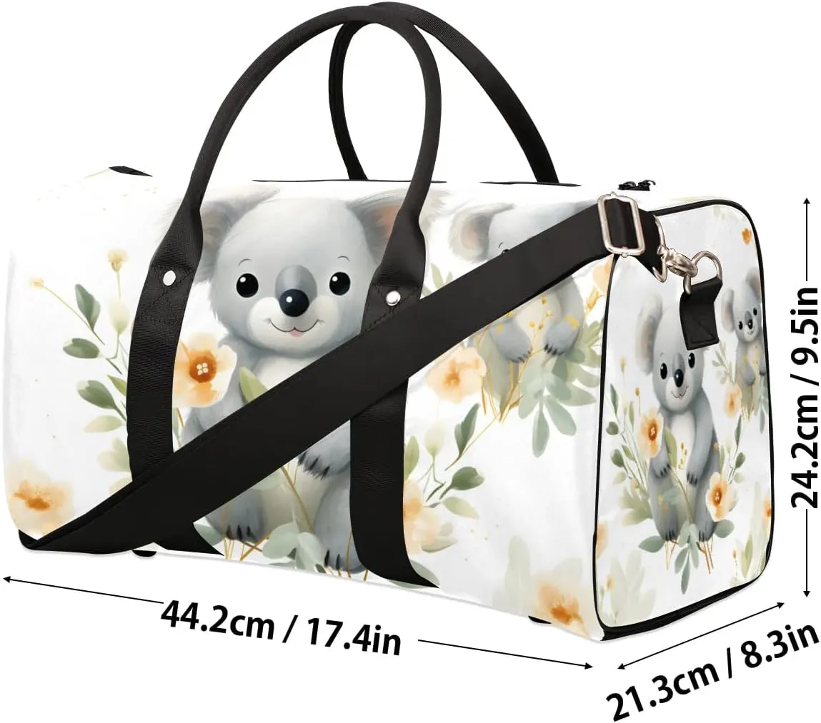 Cute Cartoon Koala Travel Duffel Bag for Women Men Waterproof Foldable Overnight Weekender Bag Large Capacity Sports Gym Bag