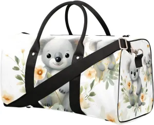 Cute Cartoon Koala Travel Duffel Bag for Women Men Waterproof Foldable Overnight Weekender Bag Large Capacity Sports Gym Bag