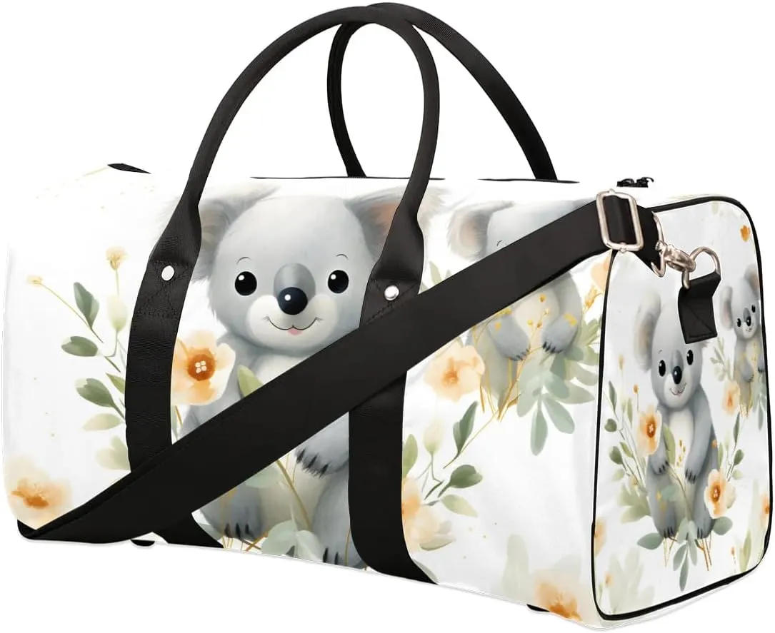 Cute Cartoon Koala Travel Duffel Bag for Women Men Waterproof Foldable Overnight Weekender Bag Large Capacity Sports Gym Bag