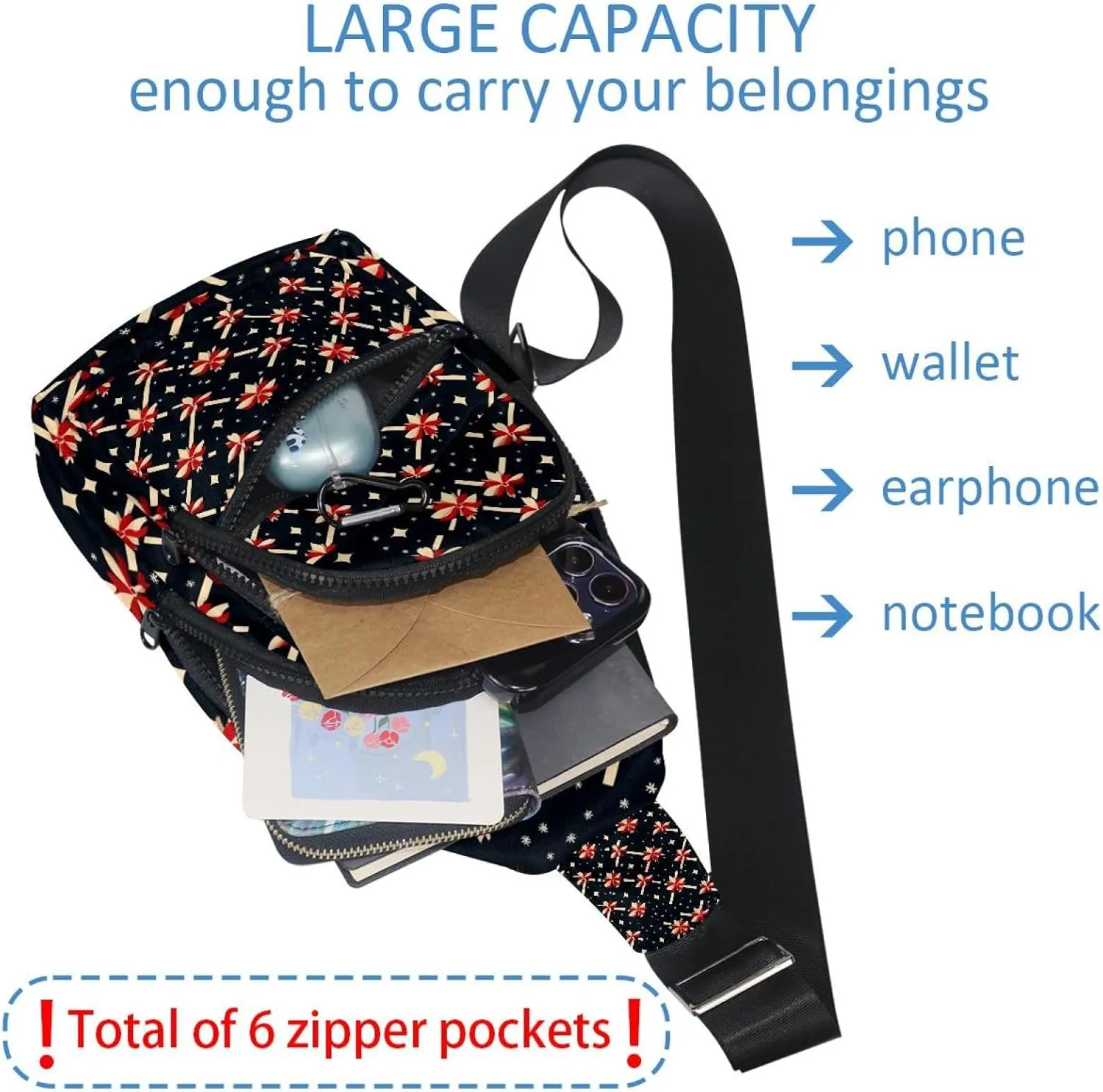 _cute chrisma (1) Crossbody Bag with Adjustable Shoulder Strap, Shoulder Bag for Men and Women Sling Backpack for Travel, Cycling, Work, Sport