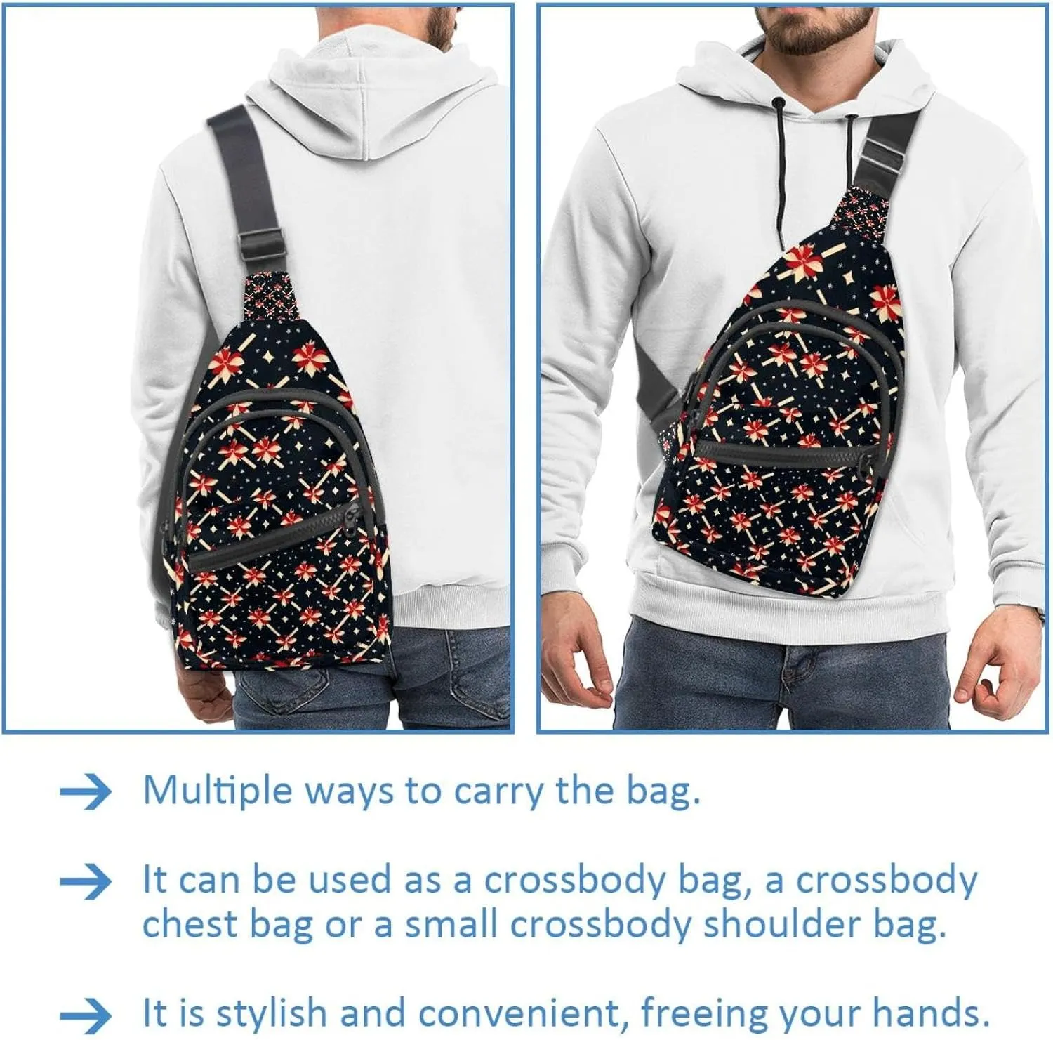 _cute chrisma (1) Crossbody Bag with Adjustable Shoulder Strap, Shoulder Bag for Men and Women Sling Backpack for Travel, Cycling, Work, Sport