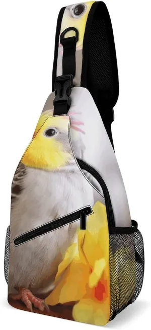 Cute Cockatiel Crossbody Small Sling Backpack Sling Bag for Women Men Travel Hiking Chest Bag Daypack