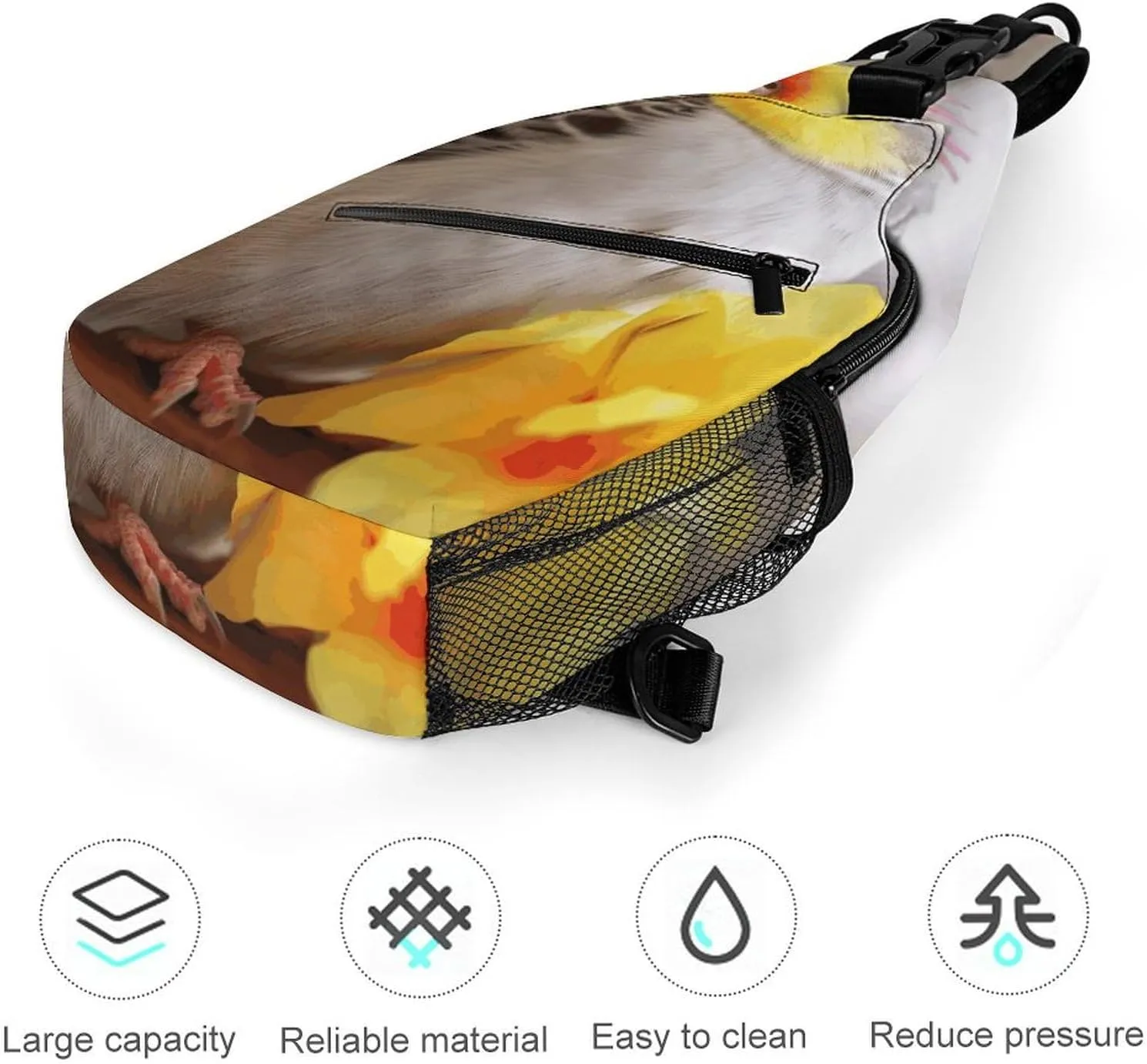 Cute Cockatiel Crossbody Small Sling Backpack Sling Bag for Women Men Travel Hiking Chest Bag Daypack