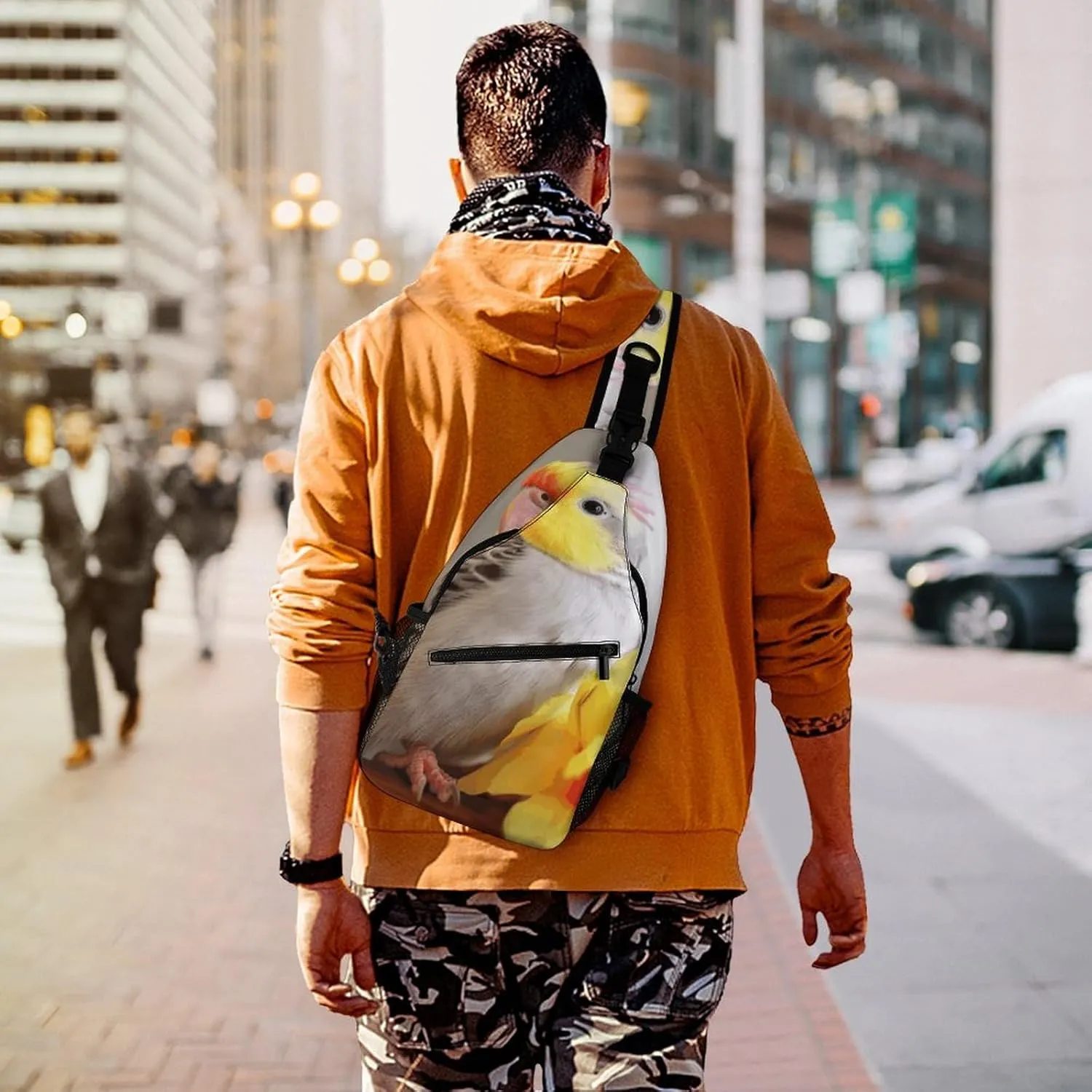 Cute Cockatiel Crossbody Small Sling Backpack Sling Bag for Women Men Travel Hiking Chest Bag Daypack