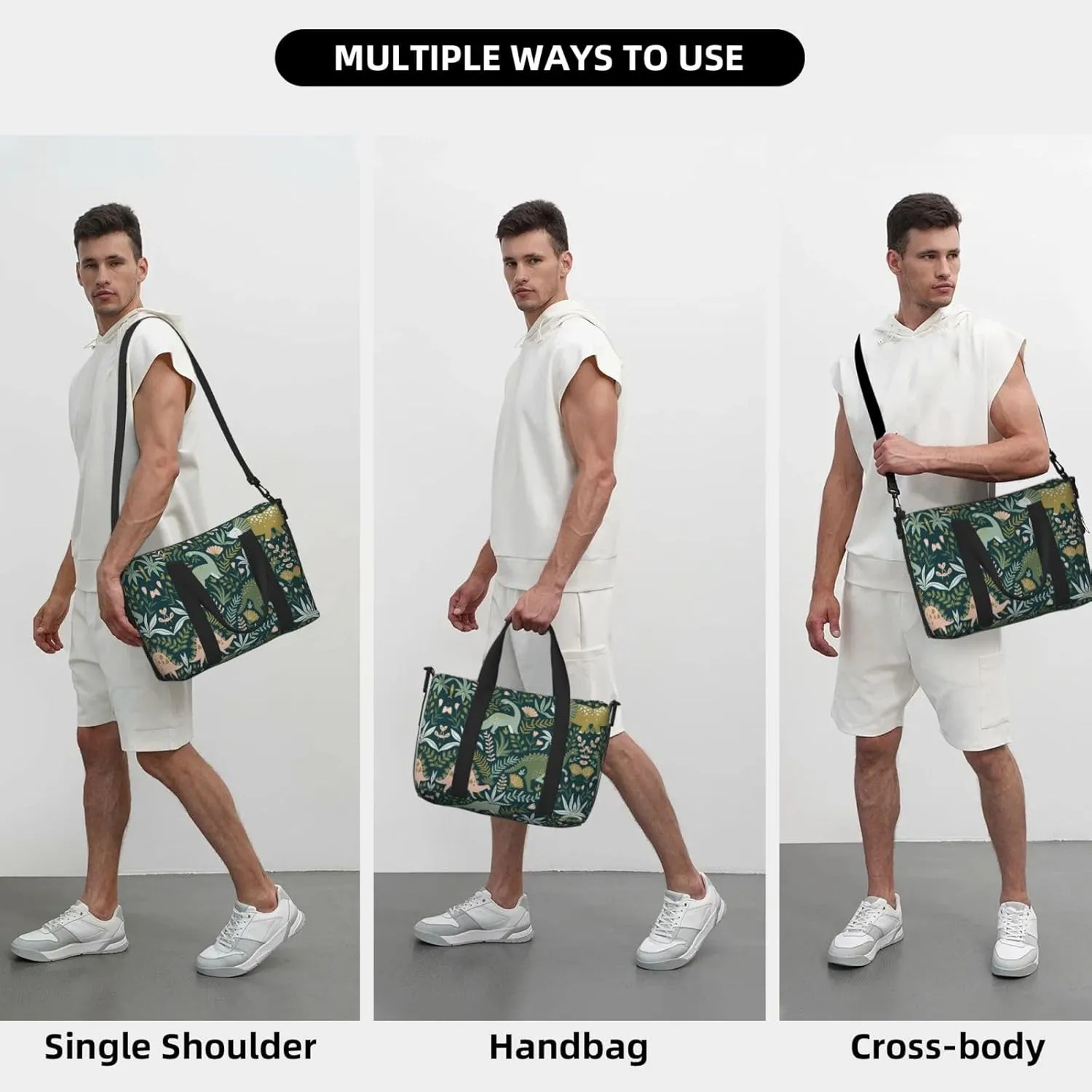 Cute Dinosaur Hand Travel Bag For Men Women,Stylish Handheld Crossbody Travel Bag For Business Leisure Trave
