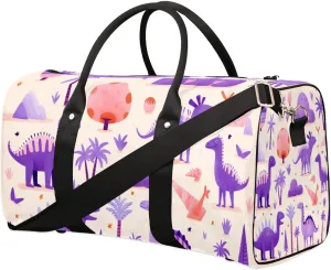 Cute Dinosaurs Travel Duffel Bag for Women Men Waterproof Foldable Overnight Weekender Bag Large Capacity Sports Gym Bag