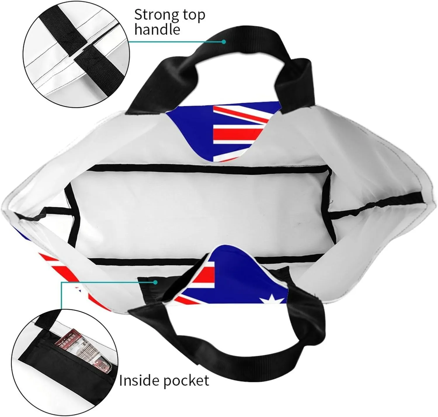 Cute Flag Tote Bag for Women Men Reusable Patriotic Beach Grocery Shopping Bag for Outdoor Gym Shopping