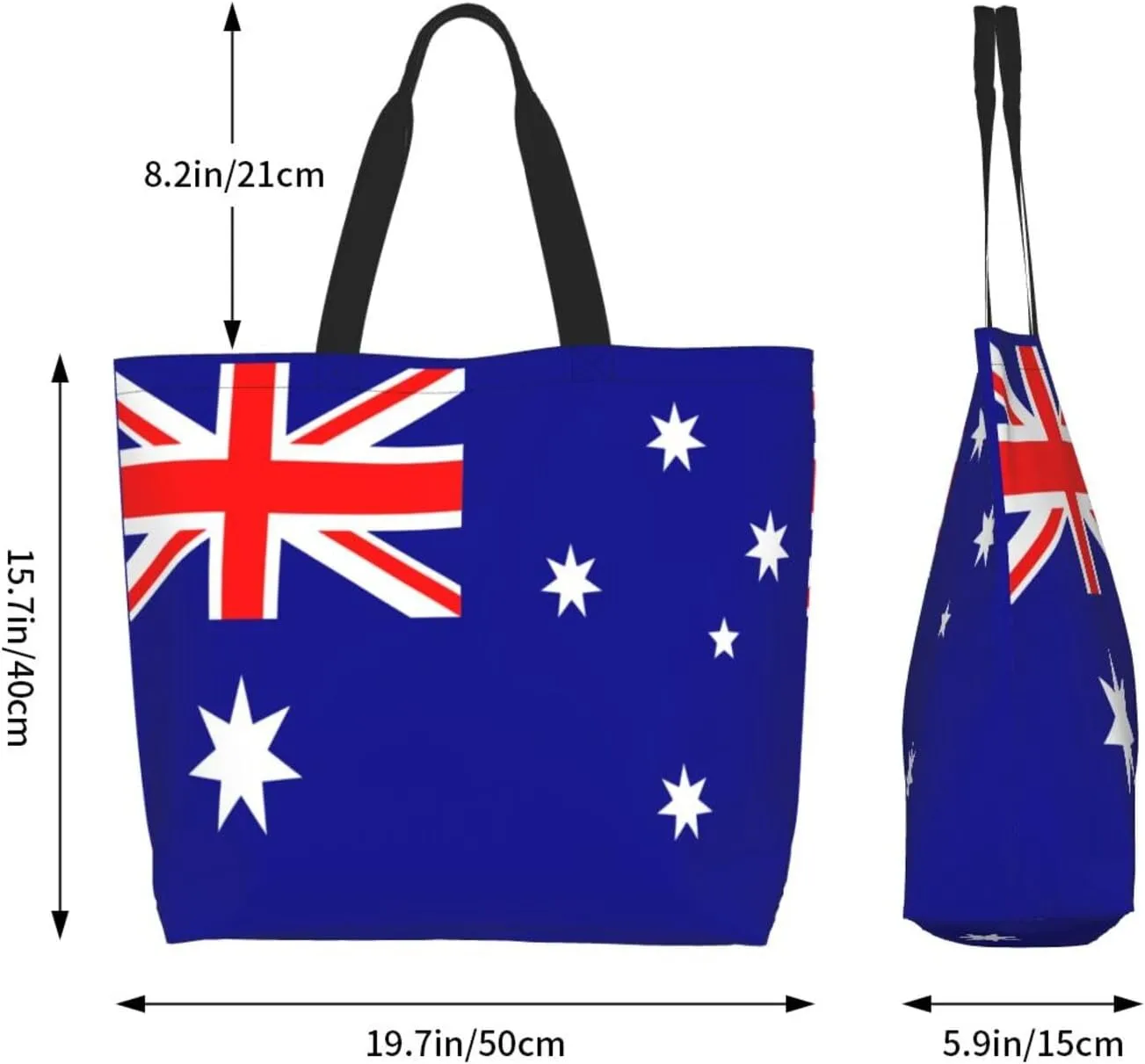 Cute Flag Tote Bag for Women Men Reusable Patriotic Beach Grocery Shopping Bag for Outdoor Gym Shopping
