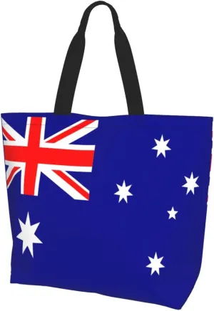 Cute Flag Tote Bag for Women Men Reusable Patriotic Beach Grocery Shopping Bag for Outdoor Gym Shopping