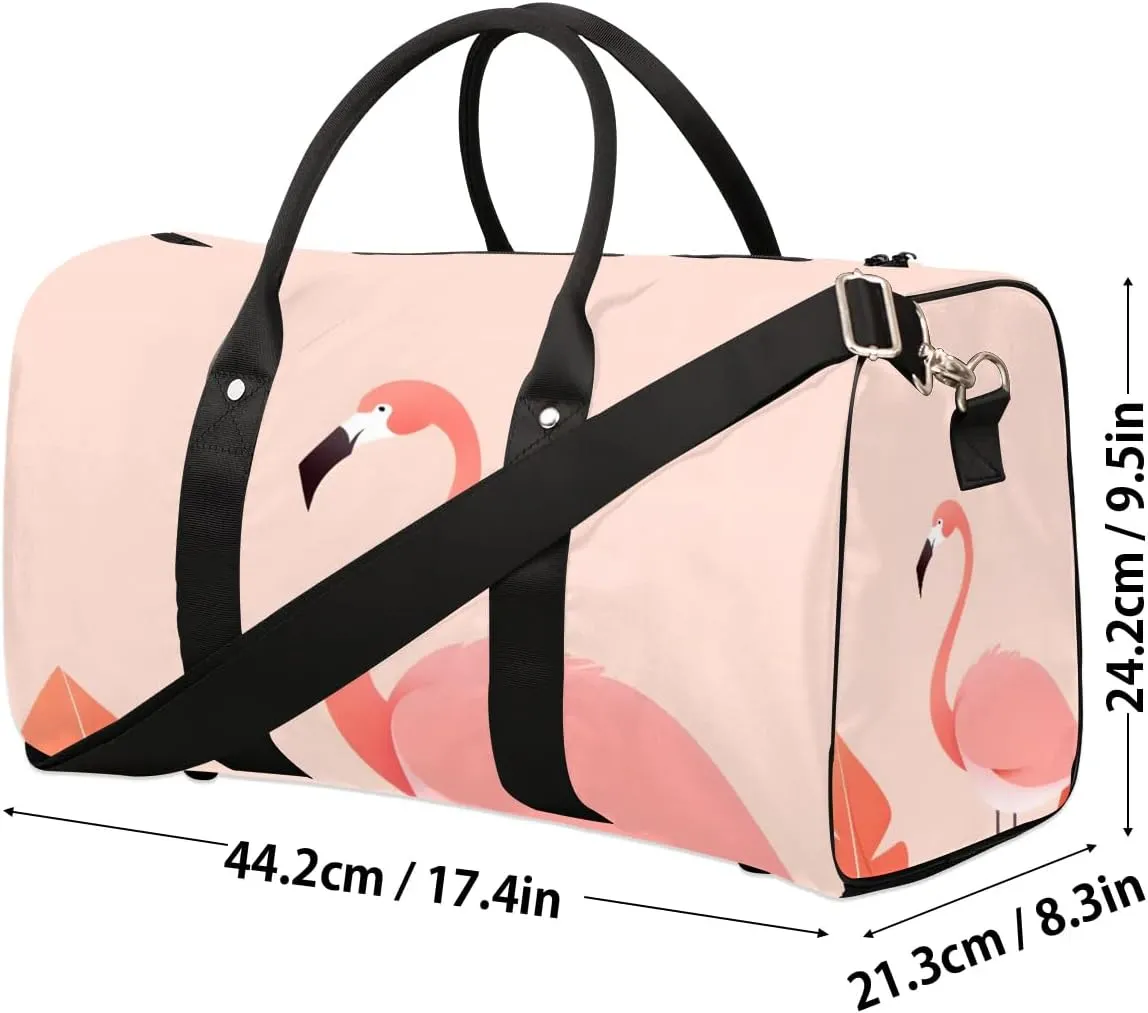 Cute Flamingo Travel Duffel Bag for Women Men Waterproof Foldable Overnight Weekender Bag Large Capacity Sports Gym Bag