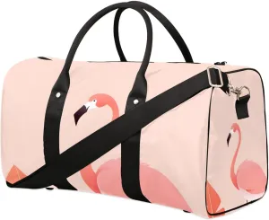 Cute Flamingo Travel Duffel Bag for Women Men Waterproof Foldable Overnight Weekender Bag Large Capacity Sports Gym Bag