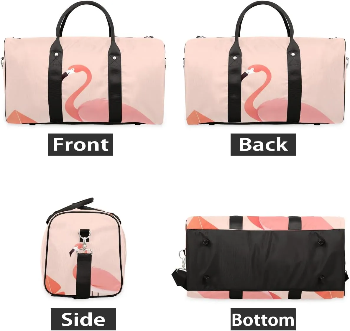 Cute Flamingo Travel Duffel Bag for Women Men Waterproof Foldable Overnight Weekender Bag Large Capacity Sports Gym Bag