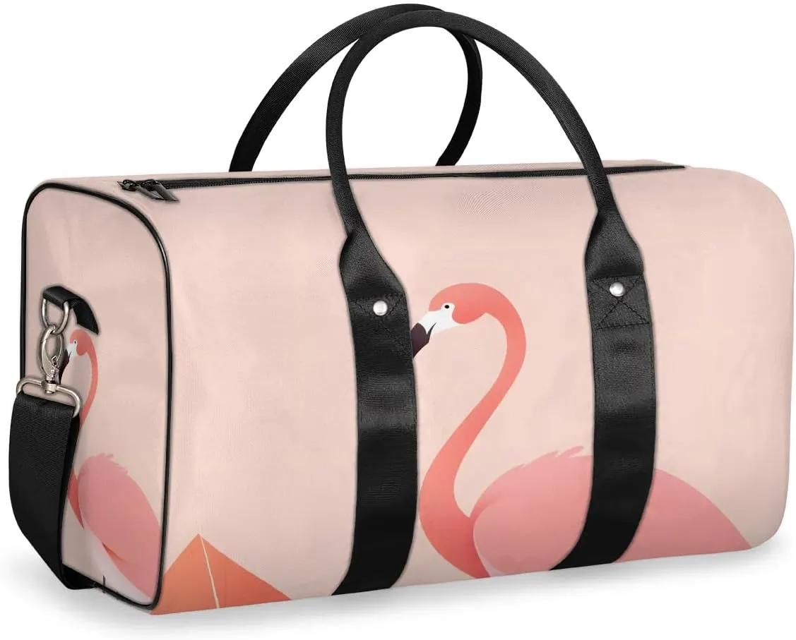 Cute Flamingo Travel Duffel Bag for Women Men Waterproof Foldable Overnight Weekender Bag Large Capacity Sports Gym Bag