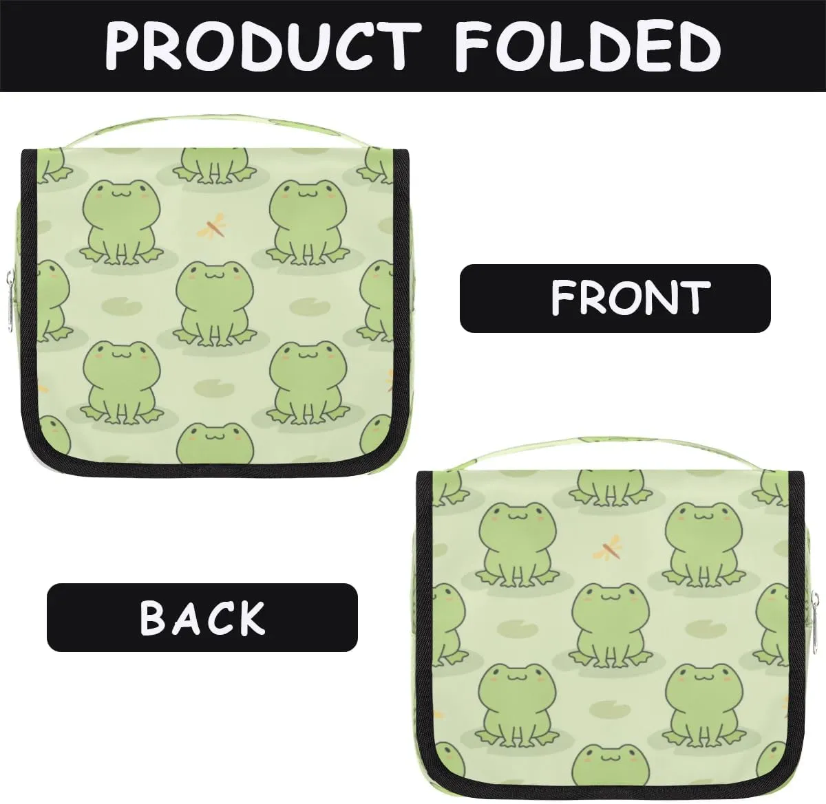 Cute Frog Hanging Toiletry Bag Waterproof Makeup Cosmetic Bag Travel Bag Organizer for Accessories Shampoo Full Sized Container Travel-Essentials Toiletry Bag