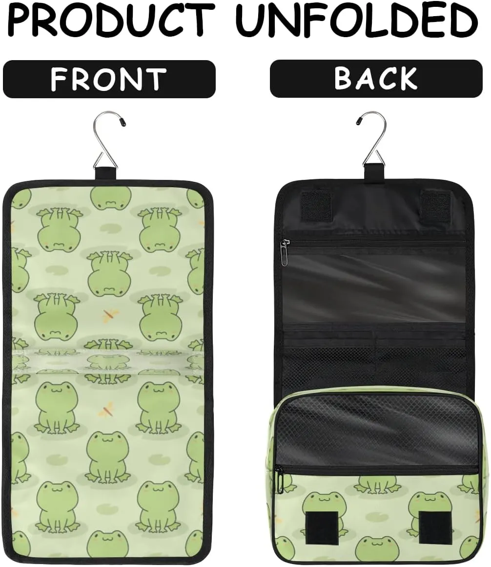 Cute Frog Hanging Toiletry Bag Waterproof Makeup Cosmetic Bag Travel Bag Organizer for Accessories Shampoo Full Sized Container Travel-Essentials Toiletry Bag