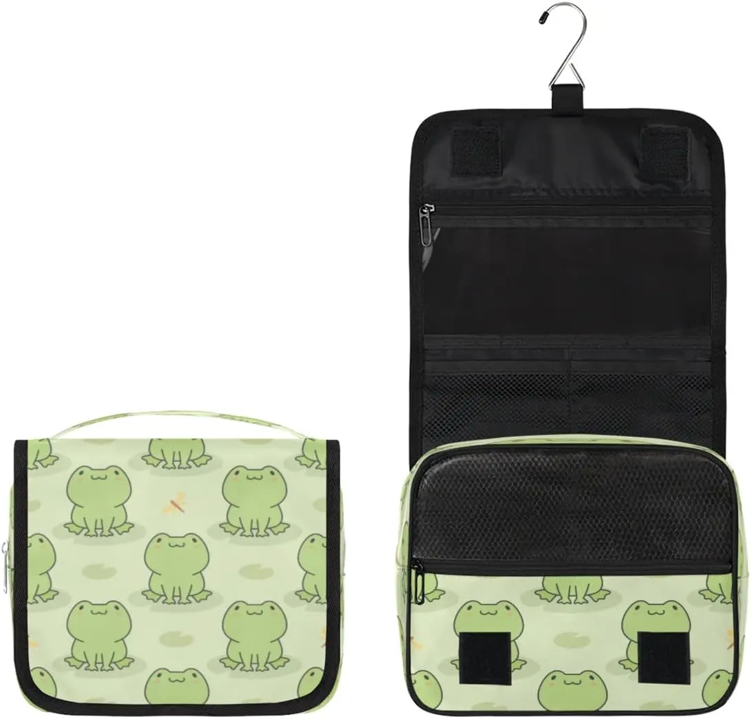 Cute Frog Hanging Toiletry Bag Waterproof Makeup Cosmetic Bag Travel Bag Organizer for Accessories Shampoo Full Sized Container Travel-Essentials Toiletry Bag
