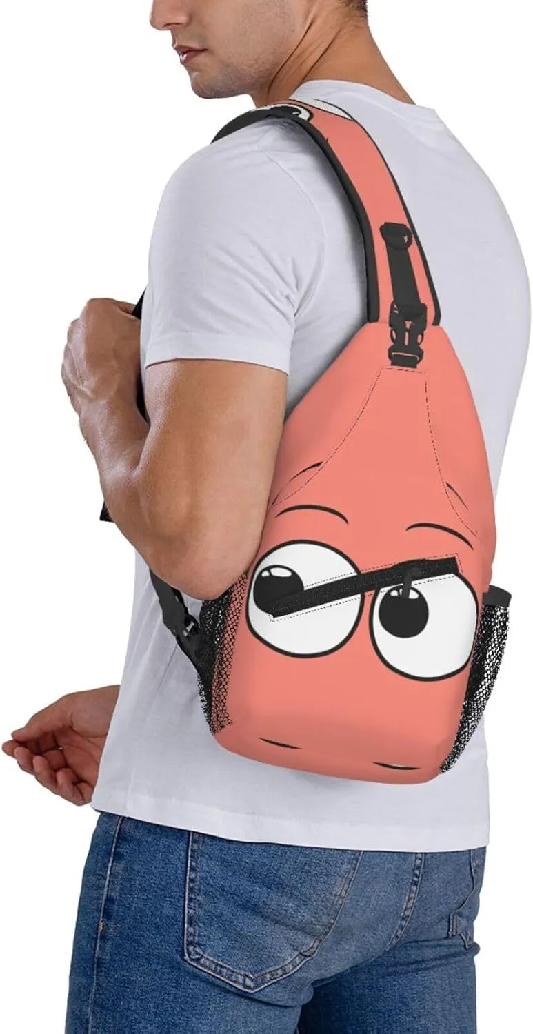 Cute Funny Cartoon Sketch Eyes Crossbody Bag Cross Chest Bag Adjustable Sling Backpack Sports Gym Shoulder Bags Travel Cycling Daypack Diagonally Casual Rucksack