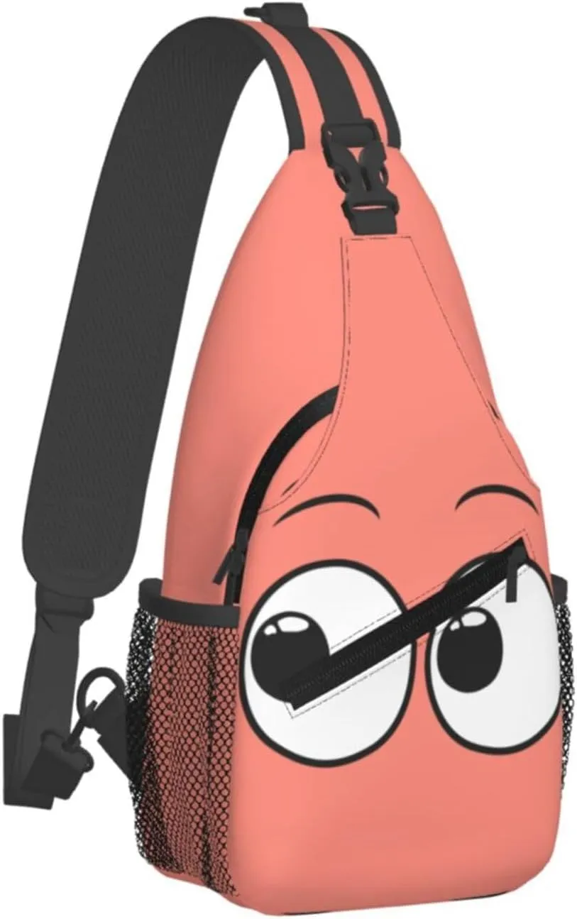 Cute Funny Cartoon Sketch Eyes Crossbody Bag Cross Chest Bag Adjustable Sling Backpack Sports Gym Shoulder Bags Travel Cycling Daypack Diagonally Casual Rucksack