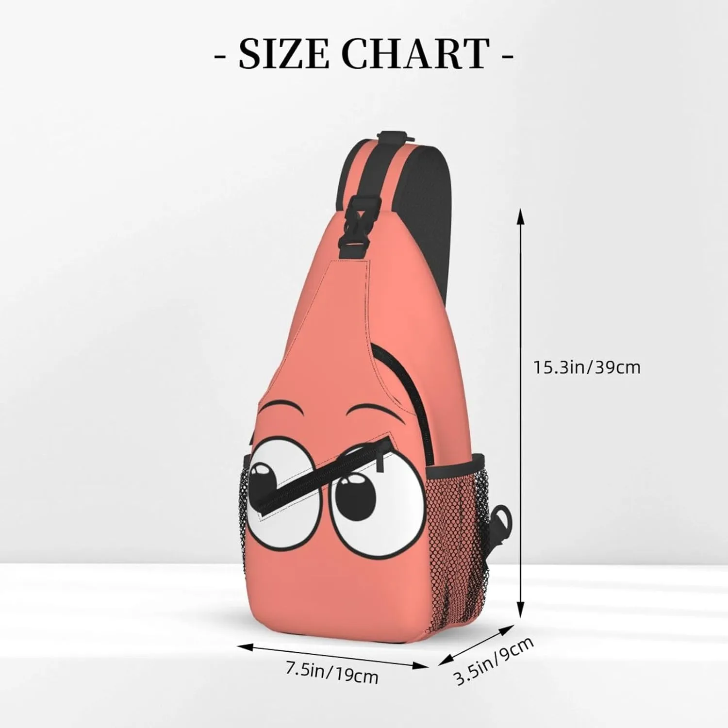 Cute Funny Cartoon Sketch Eyes Crossbody Bag Cross Chest Bag Adjustable Sling Backpack Sports Gym Shoulder Bags Travel Cycling Daypack Diagonally Casual Rucksack