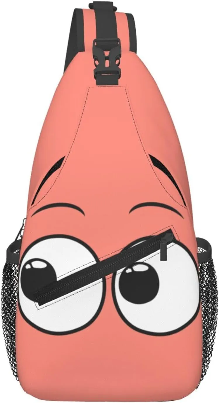 Cute Funny Cartoon Sketch Eyes Crossbody Bag Cross Chest Bag Adjustable Sling Backpack Sports Gym Shoulder Bags Travel Cycling Daypack Diagonally Casual Rucksack