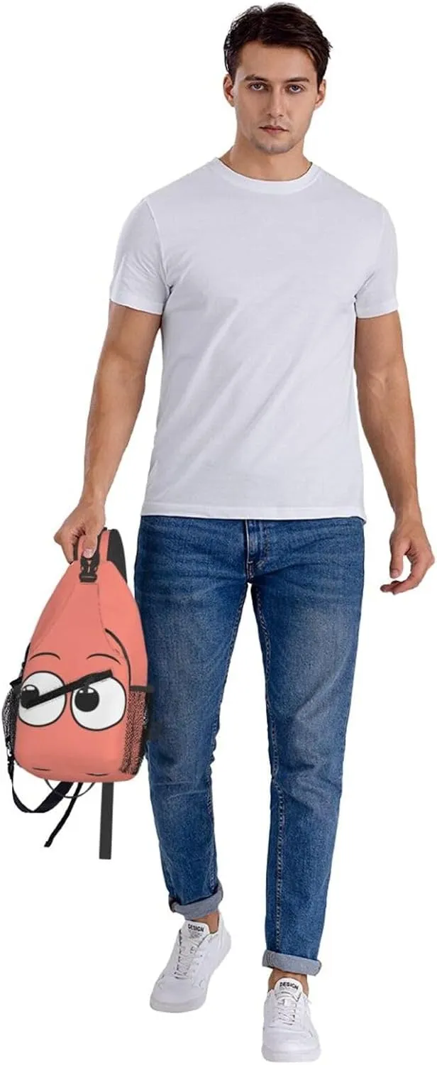 Cute Funny Cartoon Sketch Eyes Crossbody Bag Cross Chest Bag Adjustable Sling Backpack Sports Gym Shoulder Bags Travel Cycling Daypack Diagonally Casual Rucksack