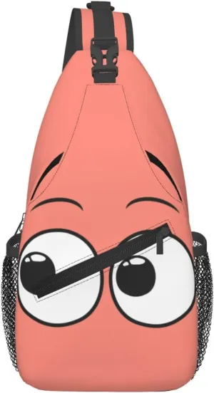 Cute Funny Cartoon Sketch Eyes Crossbody Bag Cross Chest Bag Adjustable Sling Backpack Sports Gym Shoulder Bags Travel Cycling Daypack Diagonally Casual Rucksack