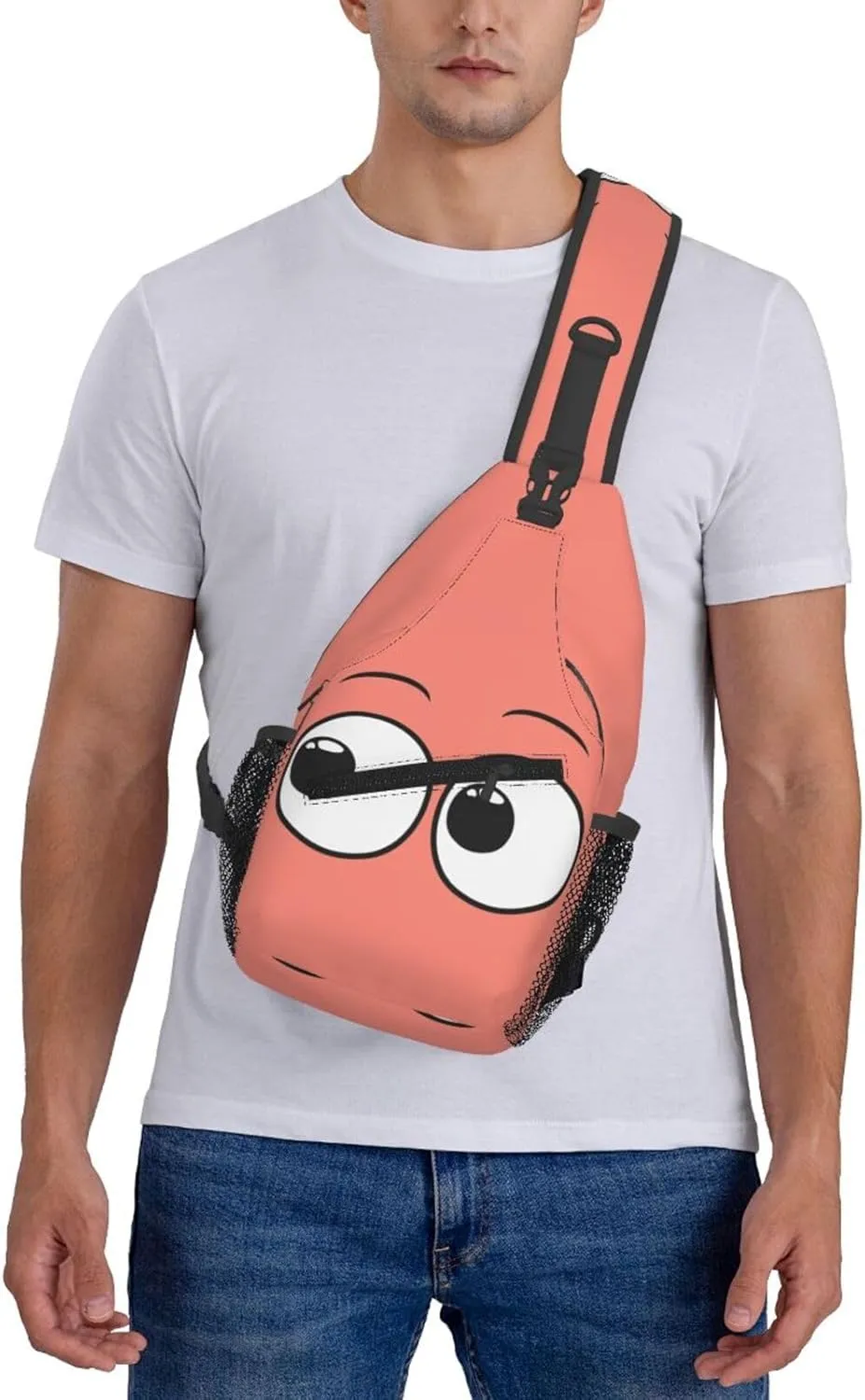 Cute Funny Cartoon Sketch Eyes Crossbody Bag Cross Chest Bag Adjustable Sling Backpack Sports Gym Shoulder Bags Travel Cycling Daypack Diagonally Casual Rucksack