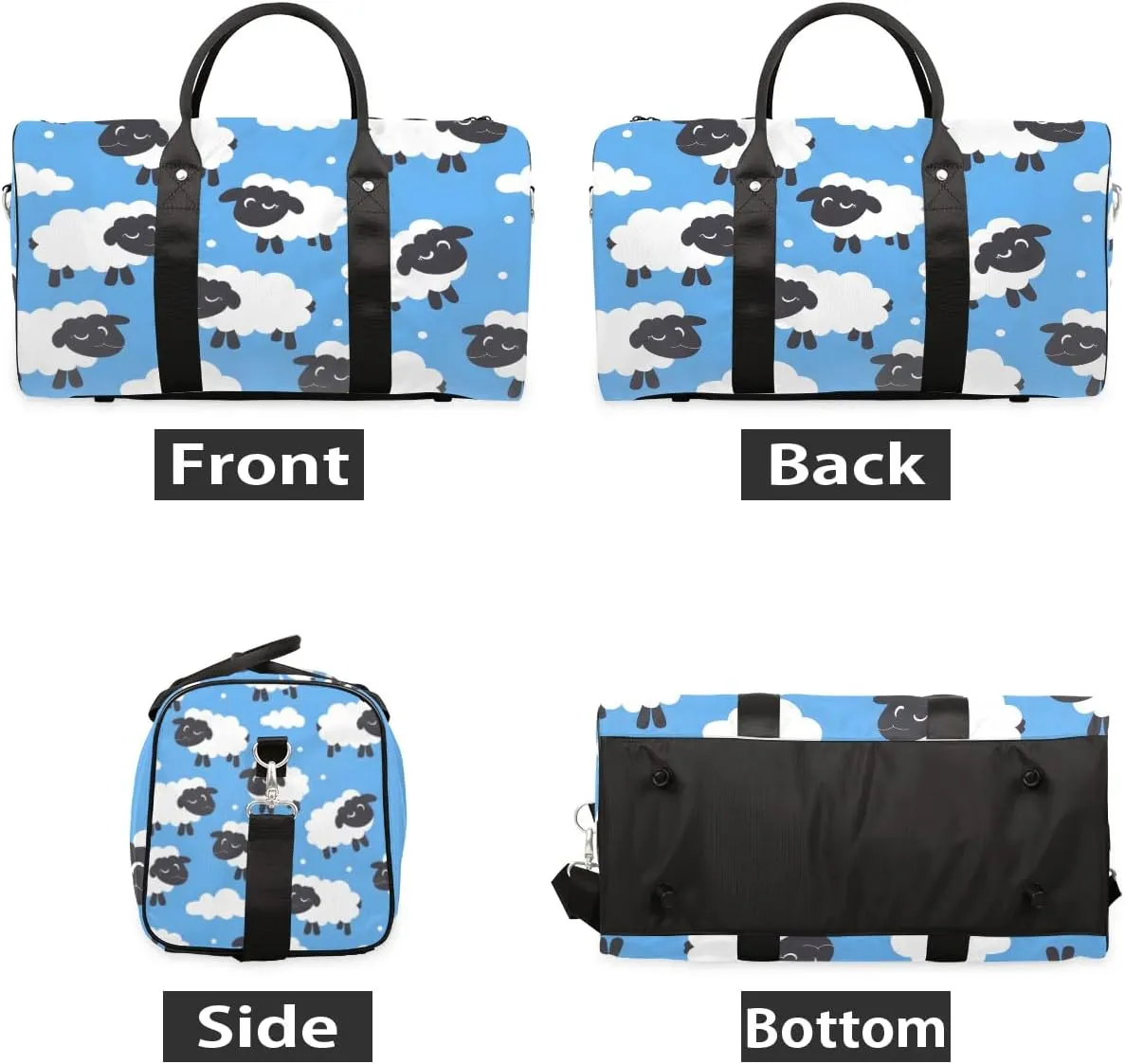 Cute Funny Sheep Travel Duffel Bag for Women Men Waterproof Foldable Overnight Weekender Bag Large Capacity Sports Gym Bag