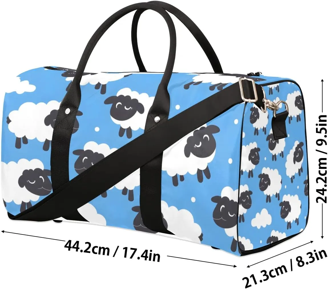 Cute Funny Sheep Travel Duffel Bag for Women Men Waterproof Foldable Overnight Weekender Bag Large Capacity Sports Gym Bag