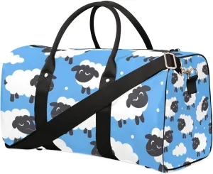 Cute Funny Sheep Travel Duffel Bag for Women Men Waterproof Foldable Overnight Weekender Bag Large Capacity Sports Gym Bag