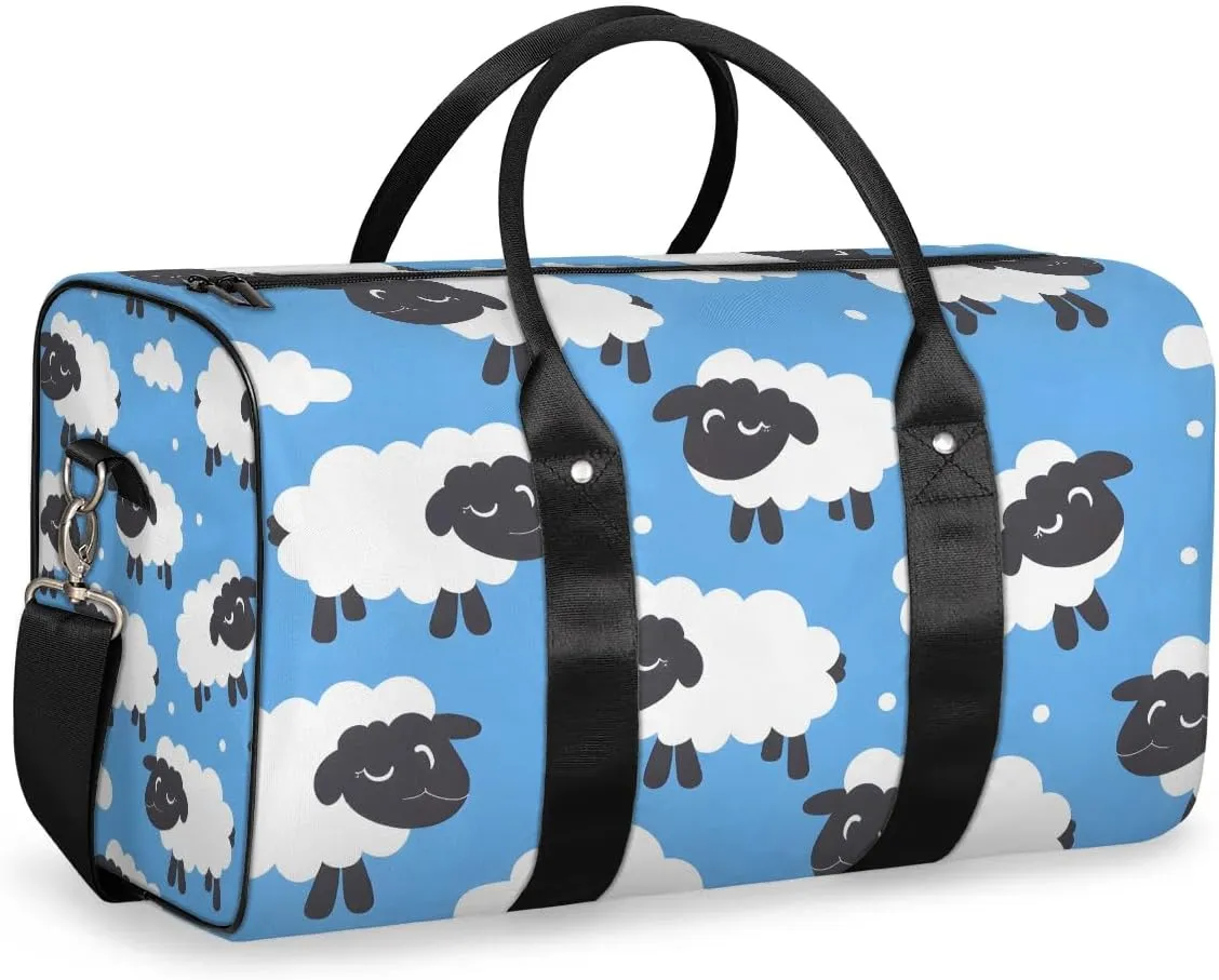 Cute Funny Sheep Travel Duffel Bag for Women Men Waterproof Foldable Overnight Weekender Bag Large Capacity Sports Gym Bag