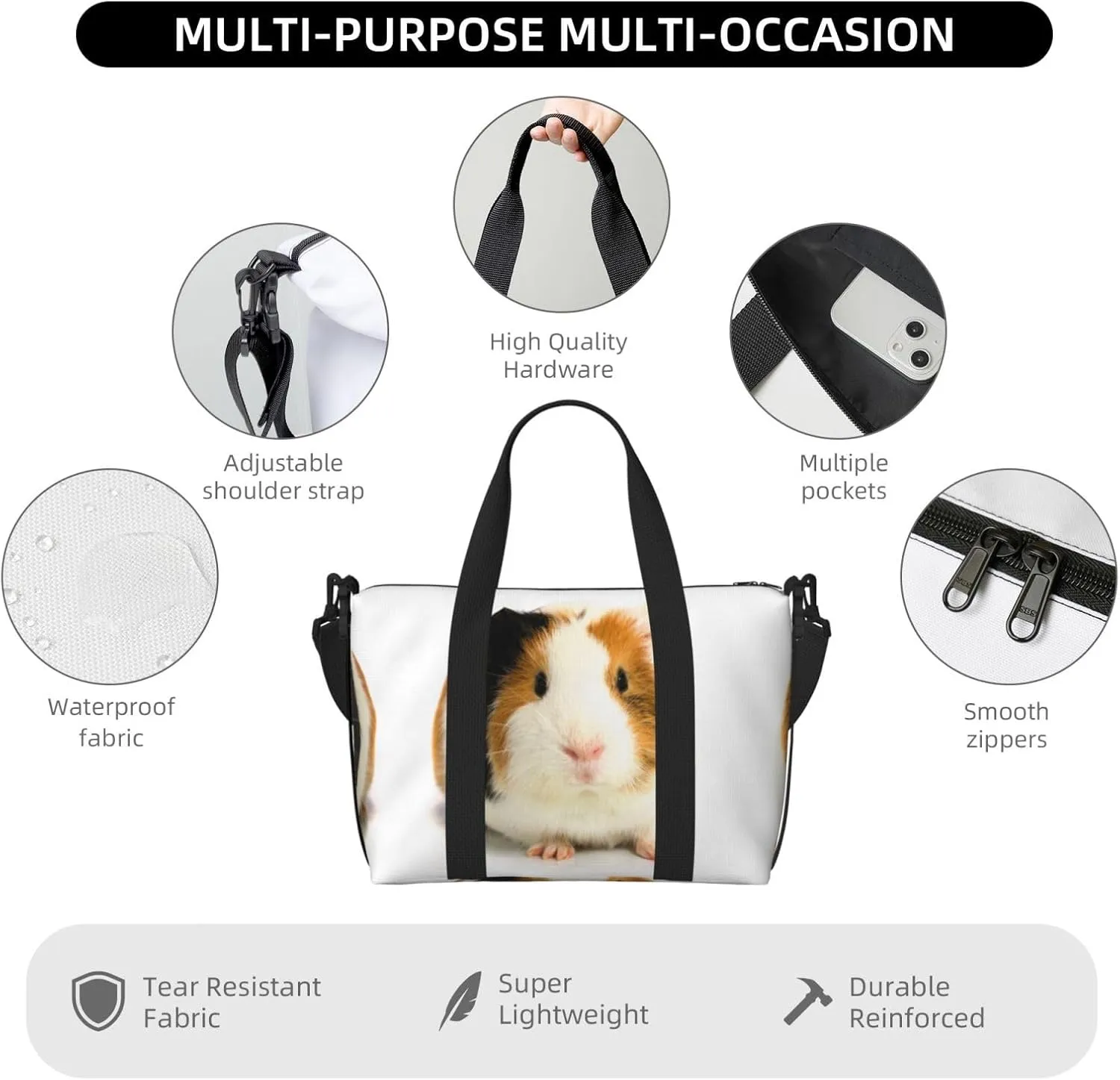 Cute Guinea Pig Hand Travel Bag For Men Women,Stylish Handheld Crossbody Travel Bag For Business Leisure Trave