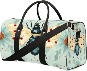 Cute Insect Travel Duffel Bag for Women Men Waterproof Foldable Overnight Weekender Bag Large Capacity Sports Gym Bag