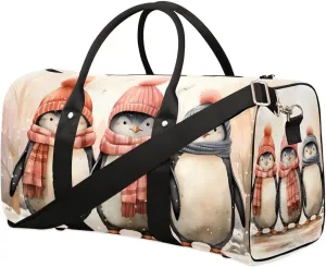 Cute Penguins Travel Duffel Bag for Women Men Waterproof Foldable Overnight Weekender Bag Large Capacity Sports Gym Bag