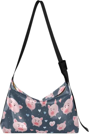 Cute Pig Crossbody Bag for Women Men with Adjustable Strap PU Leather Shoulder Hobo Purse Bag 20851977