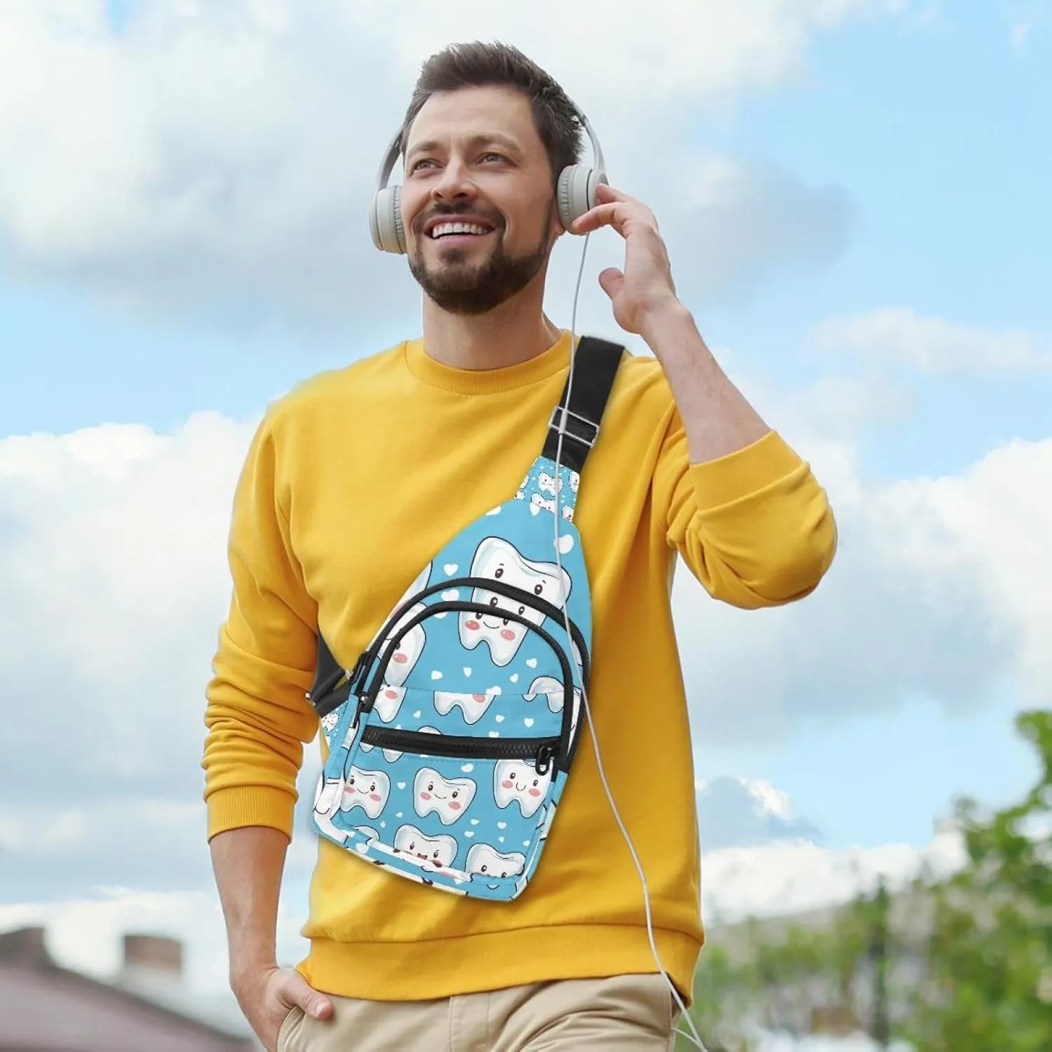 Cute Teeth Sling Backpack Bag