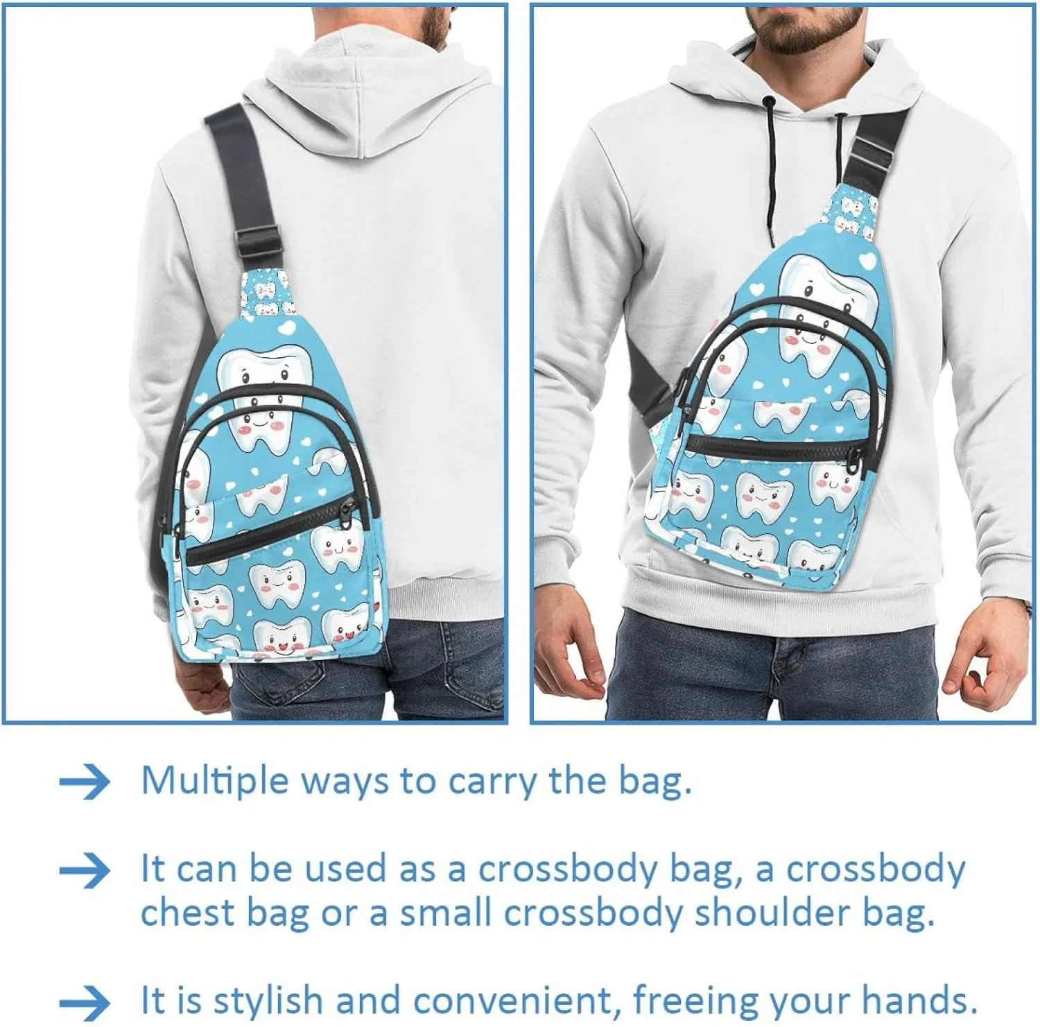 Cute Teeth Sling Backpack Bag