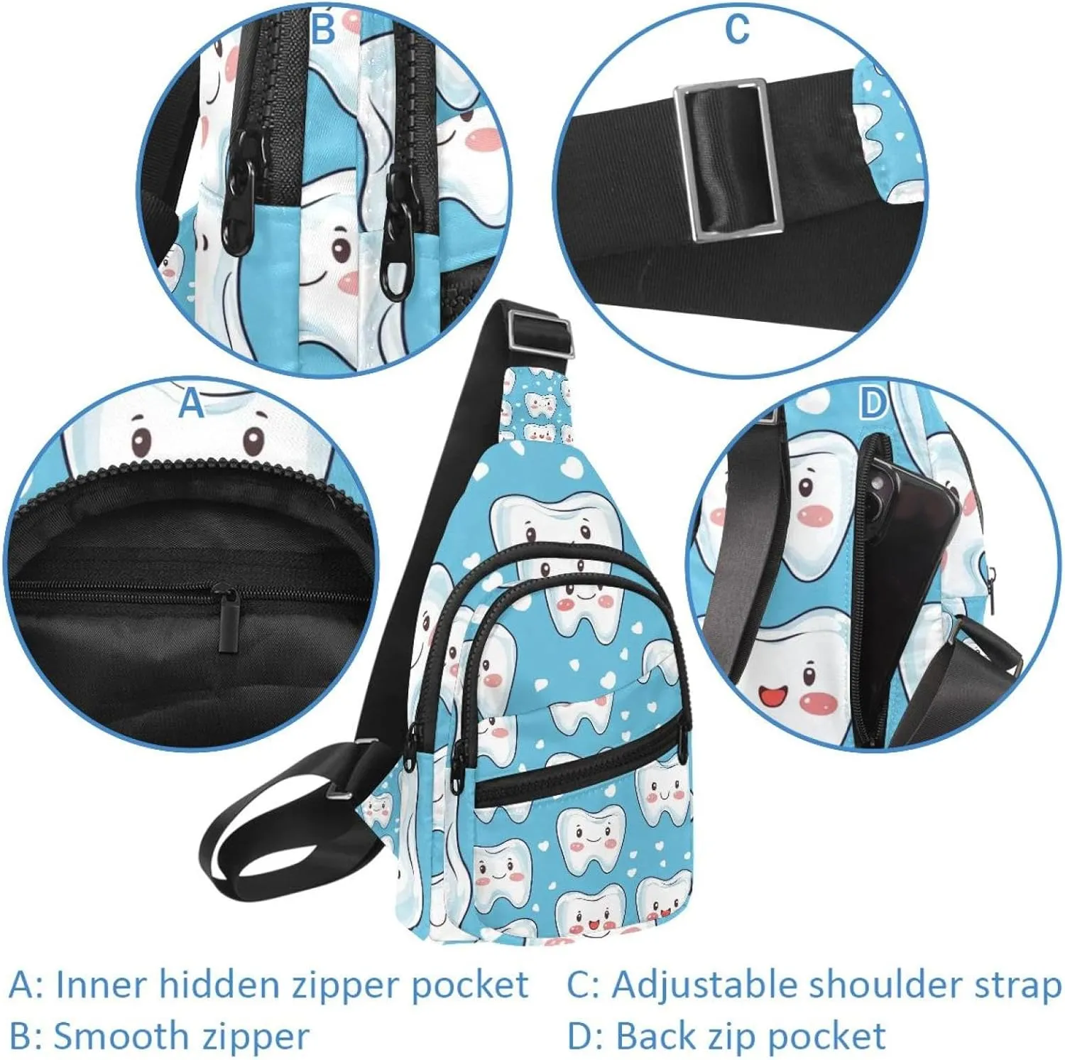 Cute Teeth Sling Backpack Bag