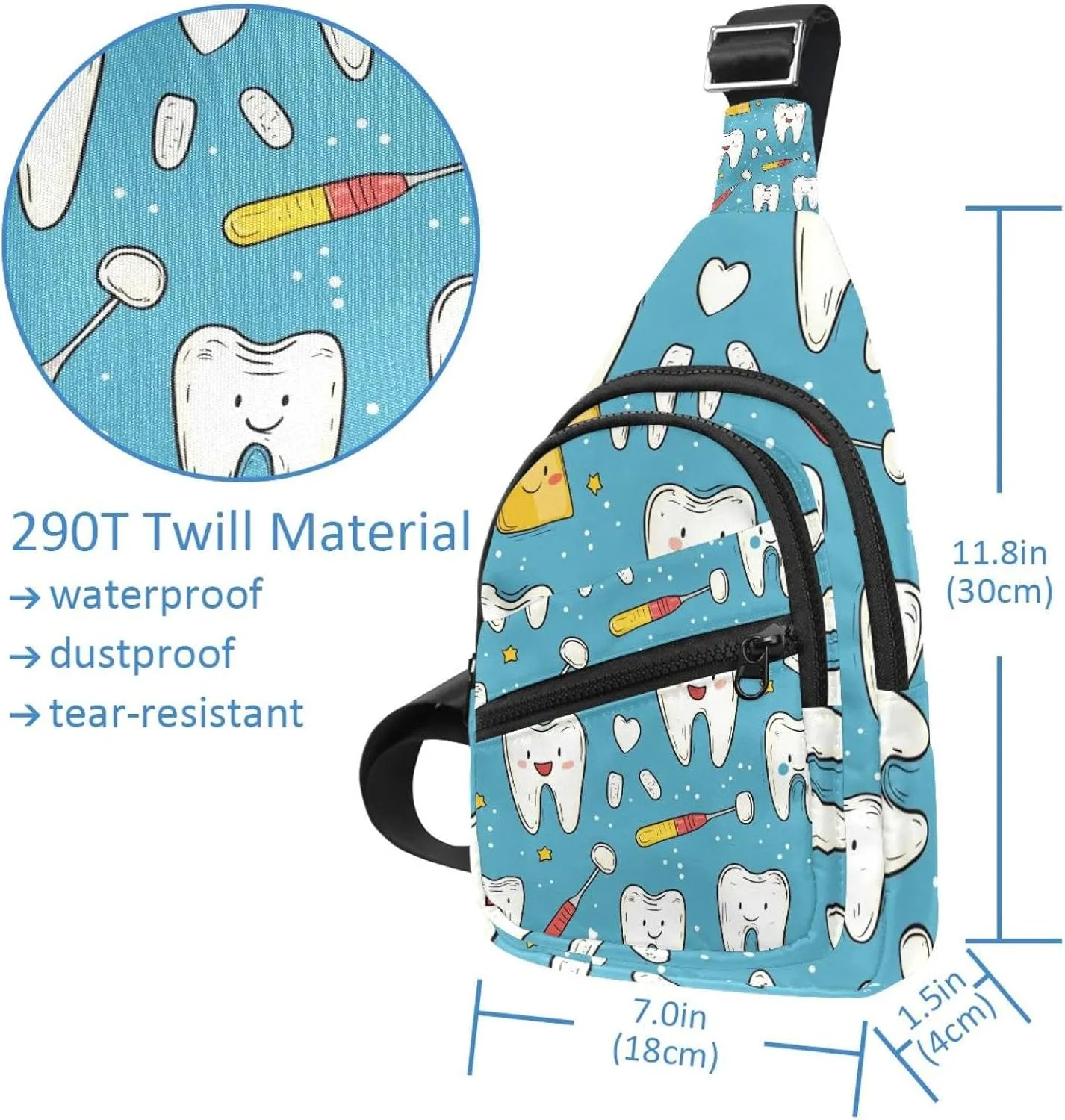 Cute Teeth Sling Bag for Women Travel Shoulder Bag Chest Bag