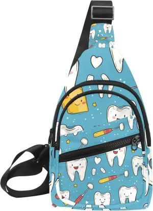 Cute Teeth Sling Bag for Women Travel Shoulder Bag Chest Bag