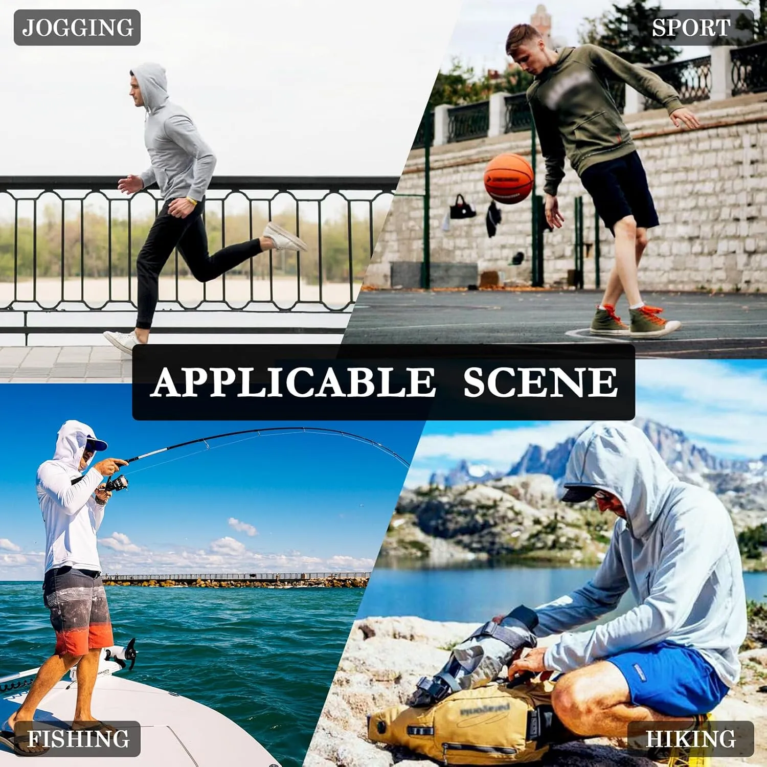 Cute Tropical Mens Sun Protection Hoodie Long Sleeve Fishing Shirt UPF 50  Sunproof Shirts Rash Guard for Men