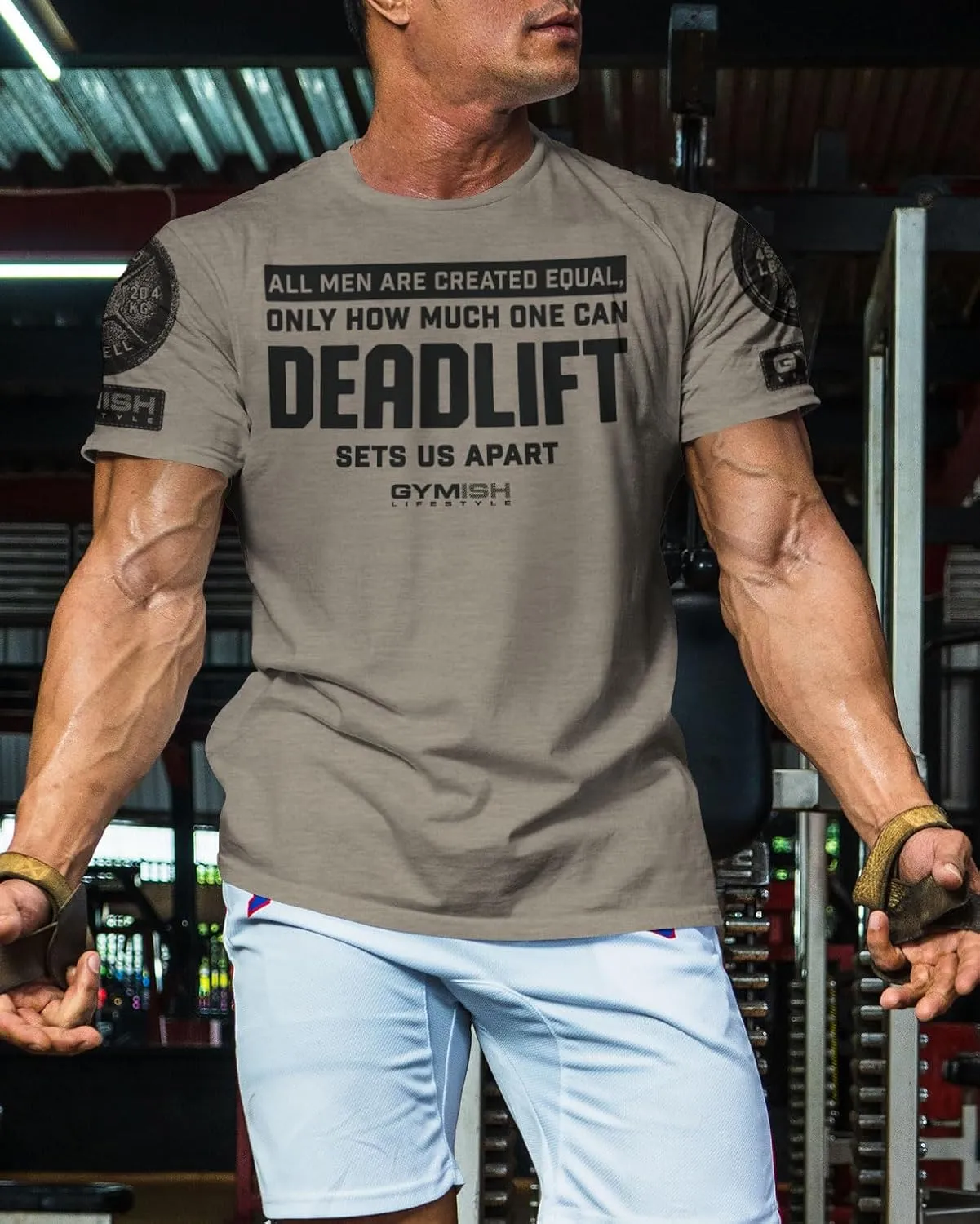 D R DETROIT REBELS Created Equal Deadlift Men's Graphic T-Shirts, Short Sleeve Sports Shirt