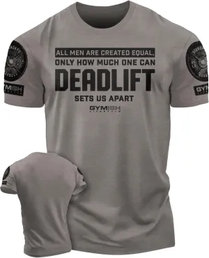 D R DETROIT REBELS Created Equal Deadlift Men's Graphic T-Shirts, Short Sleeve Sports Shirt