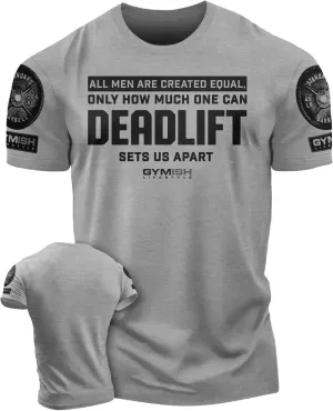 D R DETROIT REBELS Created Equal Deadlift Men's Graphic T-Shirts, Short Sleeve Sports Shirt