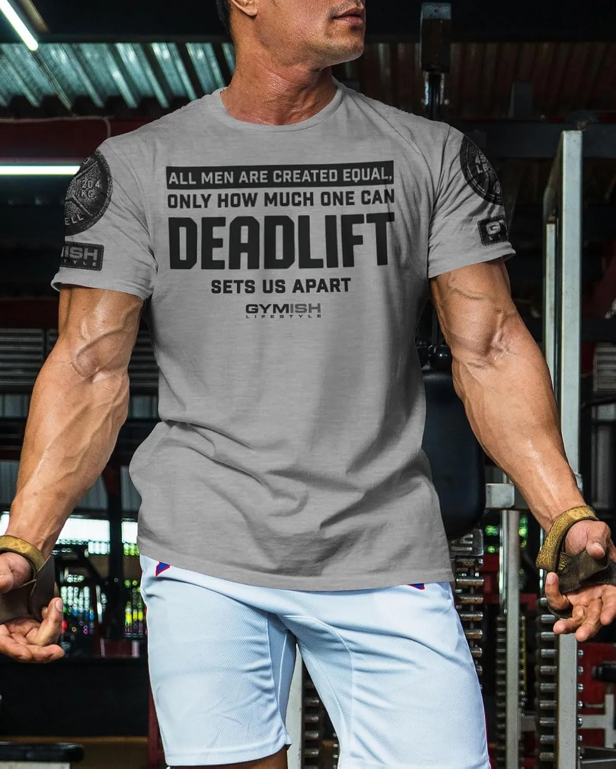 D R DETROIT REBELS Created Equal Deadlift Men's Graphic T-Shirts, Short Sleeve Sports Shirt