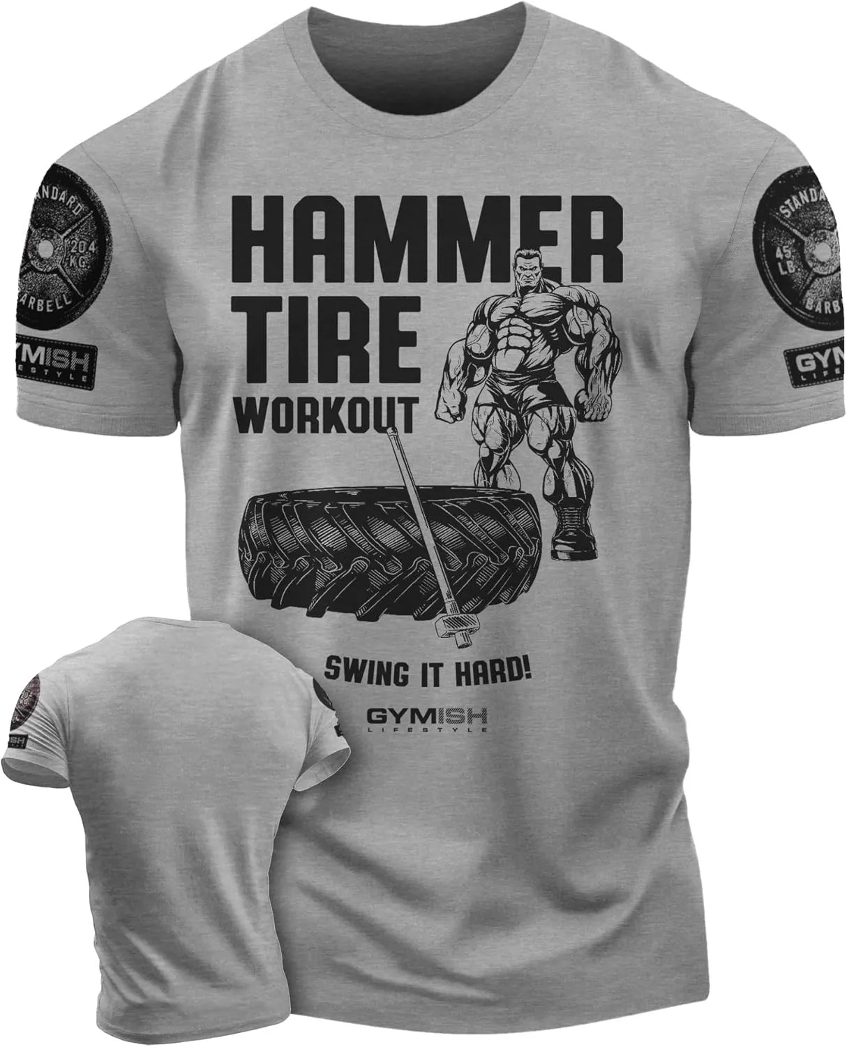 D R DETROIT REBELS Hammer Tire Workout Gym Shirt, Motivational Gym T-Shirt for Men