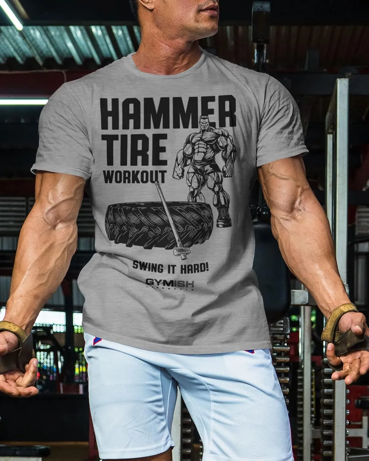 D R DETROIT REBELS Hammer Tire Workout Gym Shirt, Motivational Gym T-Shirt for Men