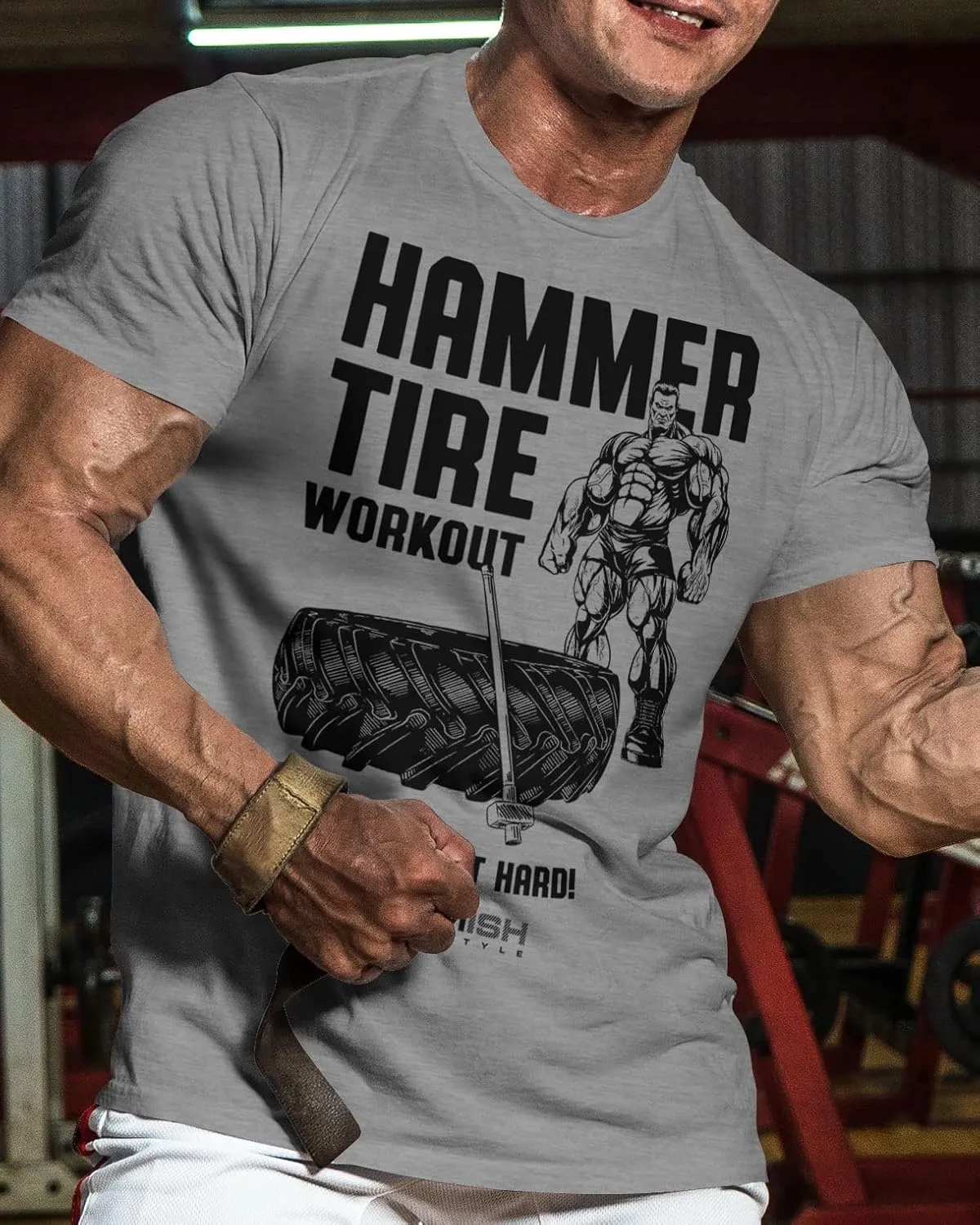 D R DETROIT REBELS Hammer Tire Workout Gym Shirt, Motivational Gym T-Shirt for Men
