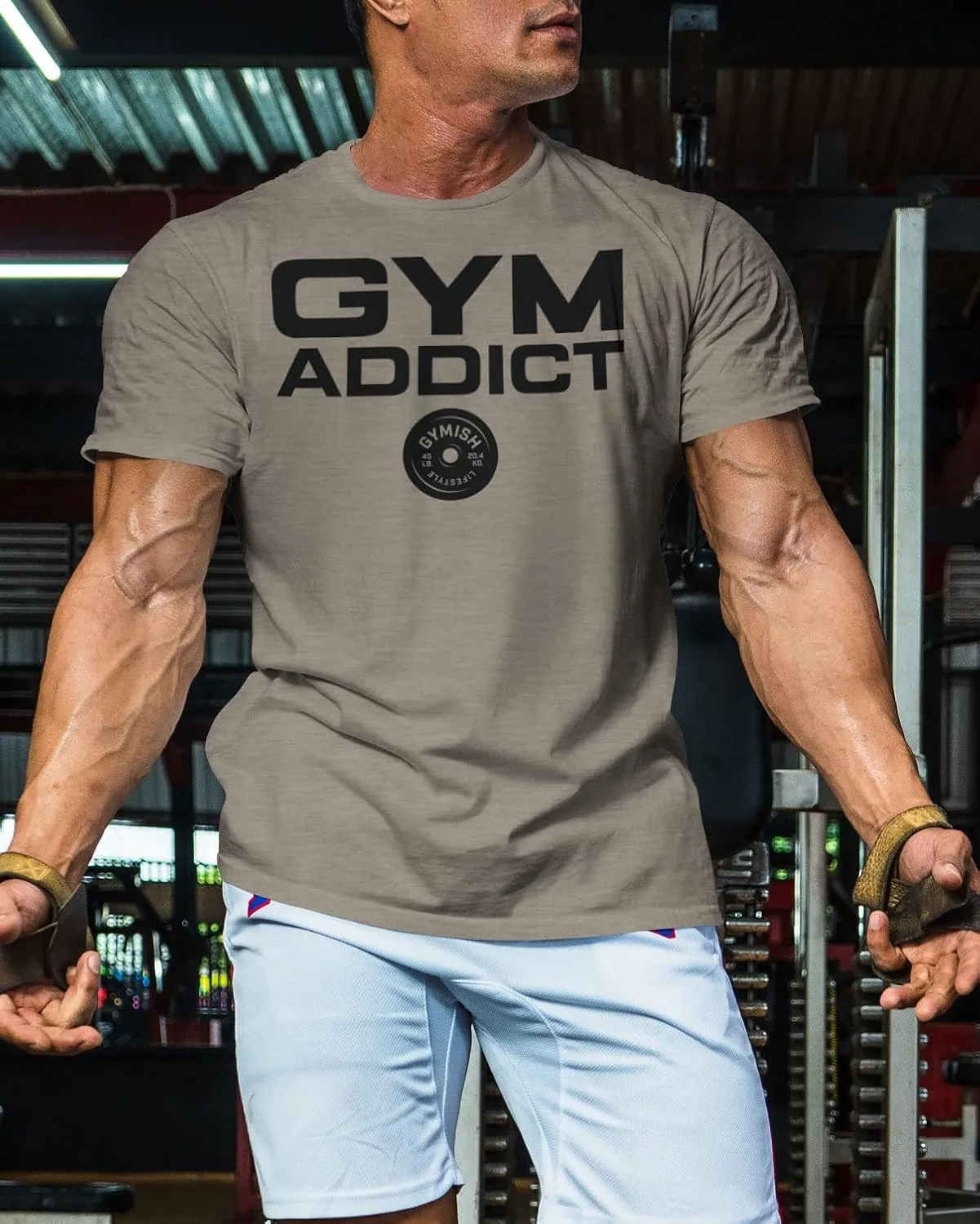 D R DETROIT REBELS Iron Gym Addict Workout Shirt for Men, Motivation Bodybuilding T-Shirt