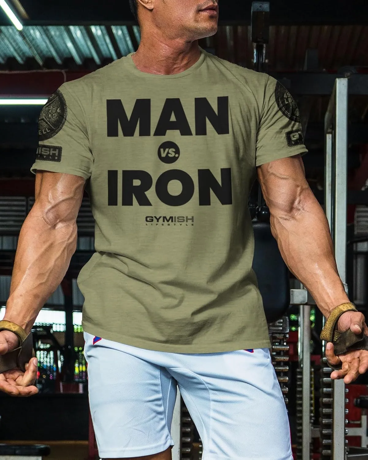 D R DETROIT REBELS Man Vs. Iron Gym Workout Shirts for Men Powerlifting Gym T-Shirt